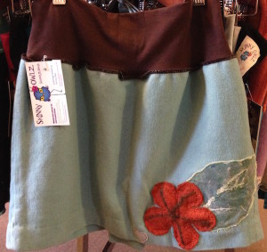 Chelsey Arno created this skirt from a repurposed garment.  