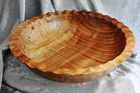 Spalted Maple Bowl with Fluted Edgeweb